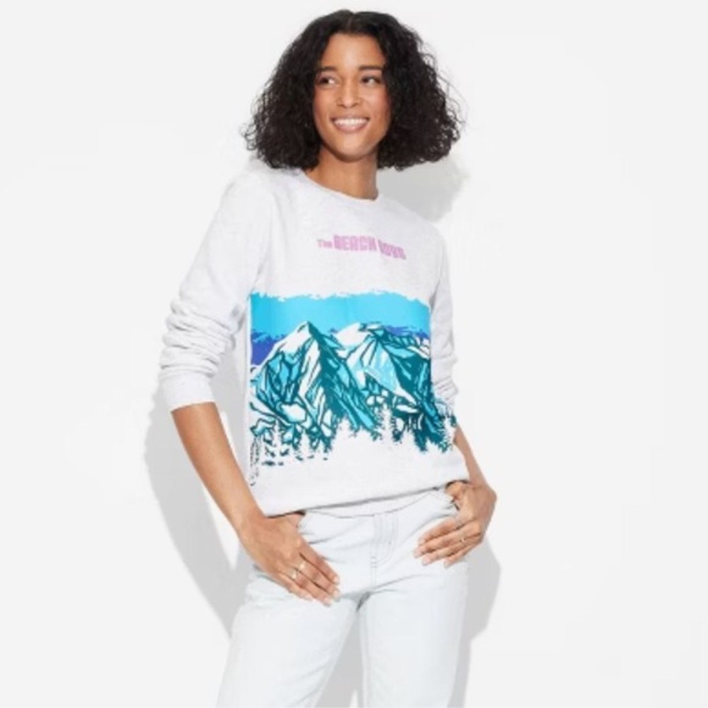 The Beach Boys Women's Mountain Graphic Sweatshirt Heather Gray‎ Size XS